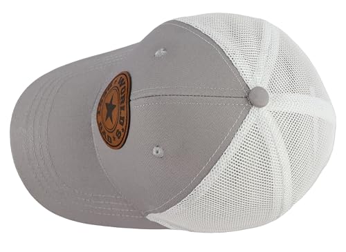 World Best Dad Ever Trucker Hat - Gray One Size with Leather Patch, Dad's Day Cap