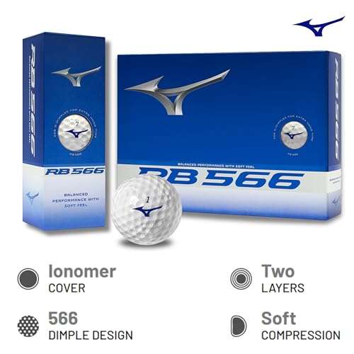 Mizuno 2024 RB 566 Golf Balls - White, 3 Dozen - High Energy, Soft Feel Core