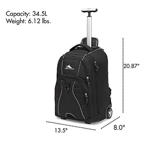 High Sierra Freewheel Wheeled Laptop Backpack - Black, 20.5 x 13.5 x 8-Inch, One Size