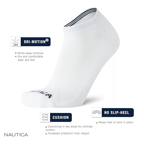 Nautica Men's Low Cut Cushioned No Show Socks 6 Pack - Graphite Heather