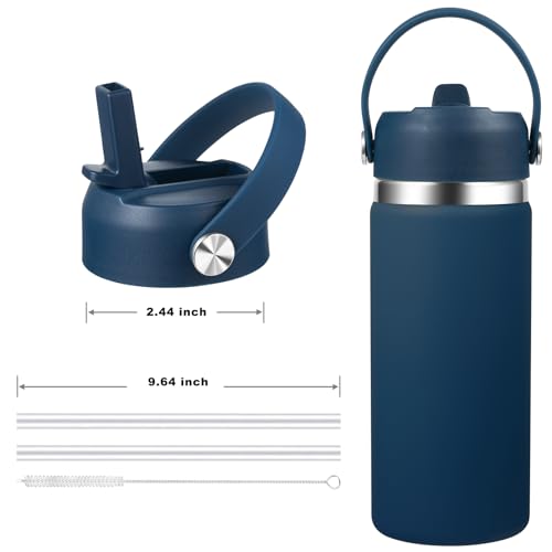 KMN Wide Mouth Straw Lid with Flip Top - Indigo Blue for Hydro Flask 12-40 oz