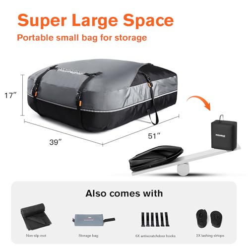 Waterproof Rooftop Cargo Carrier Bag 21 Cu Ft Universal Fit with Anti-Slip Mat