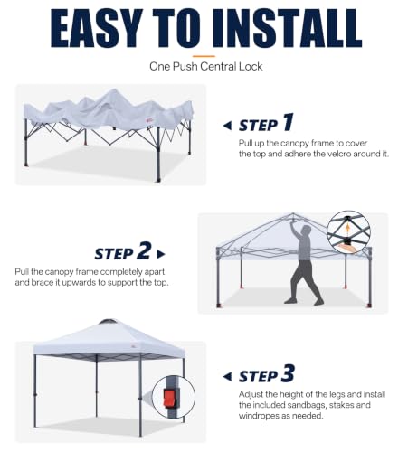 10x10 Pop Up Canopy Tent with Roller Bag - White, Easy Setup, Waterproof & Sunproof