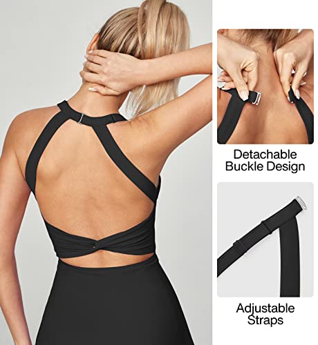 Heathyoga Women's Tennis Dress with Built-in Shorts & Bra - Black, Small - Summer Athletic Skirt