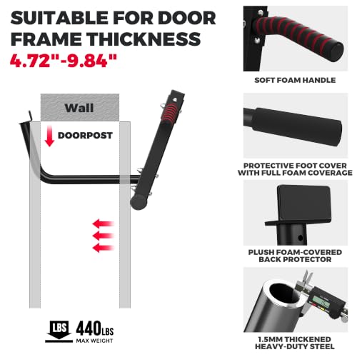 Doorway Pull-Up Bar with Multi-Grip Handles - No Drill Home Fitness Equipment