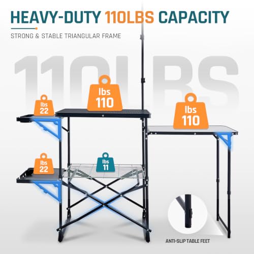 Portable Folding Camping Kitchen Station with Heat-Resistant Top for Outdoor Grilling