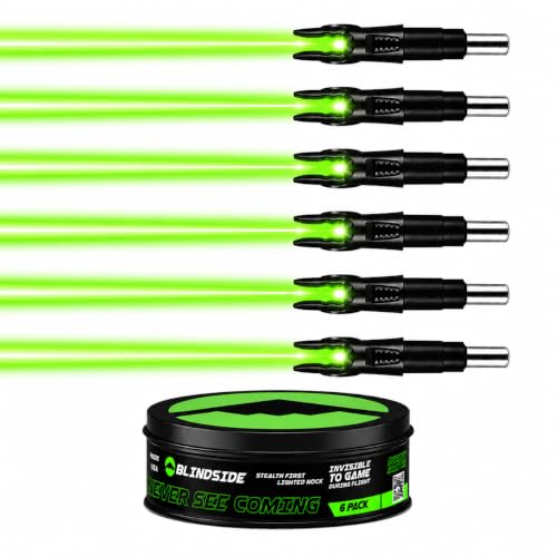 BLINDSIDE Lighted Arrow Nocks Green 6 Pack .166 G with 20+ Hour Battery Life