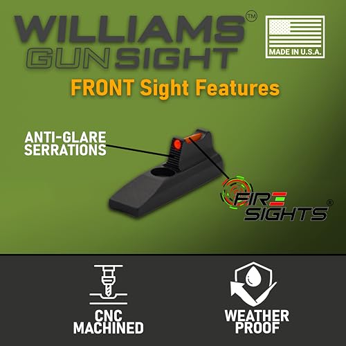 Bull Barrel Pistol Sight Set for Ruger MK II, III, IV - Fiber Optic & Adjustable