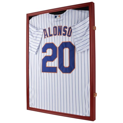 Pro Collector's Jersey Display Case Shadow Box with 98% UV Protection - Mahogany Finish Frame