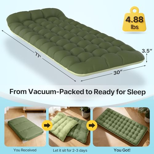XXL Camping Cot with Mattress & Pillow - 32 Inch Wide, Green
