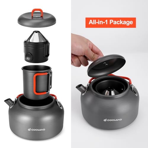 Camping Coffee Pot Set 1.2L with Mug & Filter for Outdoor Brewing
