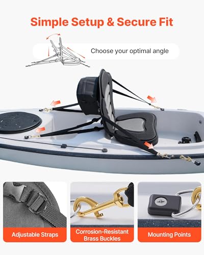 VEVOR 2 Pack Kayak Seat with Adjustable Back Support & Waterproof Storage Bag - Thickened Paddle Board & Canoe Seat