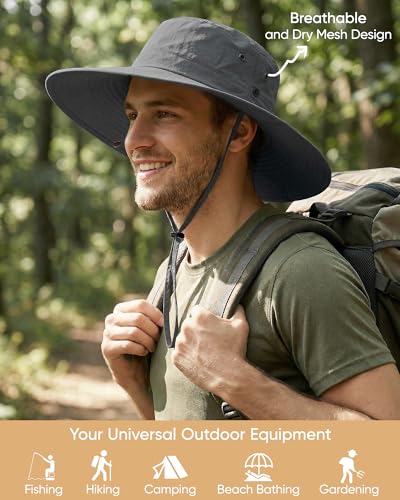 Men's Wide Brim Sun Protection Bucket Hat - Dark Gray