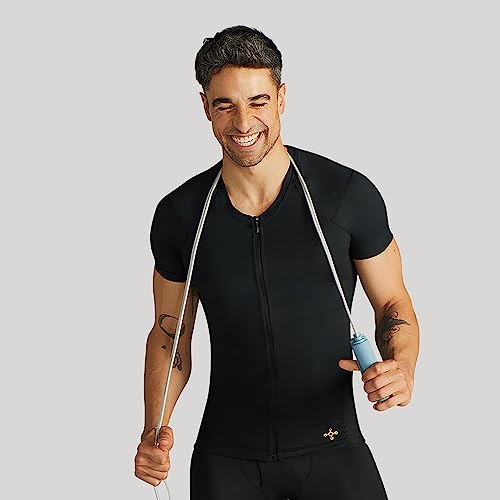 Tommie Copper Men's X-Large Short Sleeve Compression Shirt with Front Zipper - Black