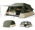 6 Person Waterproof Family Camping Tent with Rainfly & Extended Vestibule - Green/Khaki