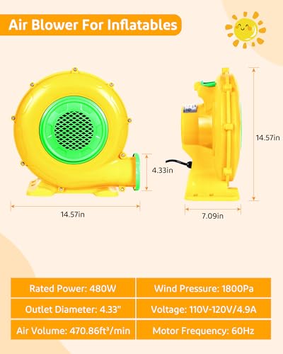 Step4Fun 480W Bounce House Air Blower for Inflatables - Indoor & Outdoor