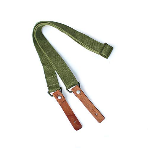 Vintage Canvas Rifle Sling with Genuine Leather Connectors Adjustable Strap