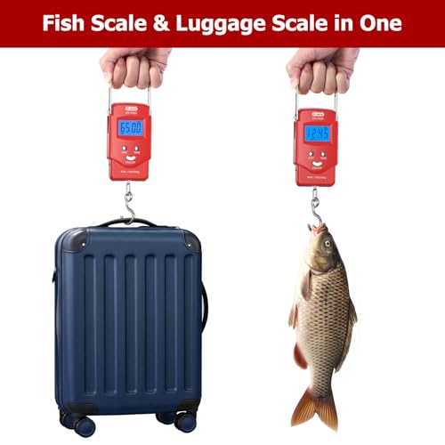 Digital Fish Scale 110 lb with Tape - Red