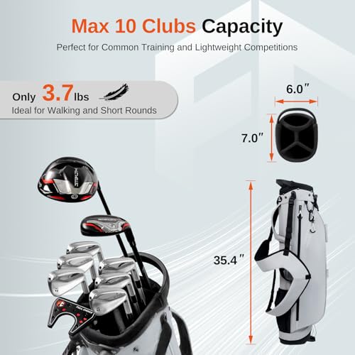 Full Choice Gray Lightweight Golf Stand Bag with 4-Way Dividers & 10 Clubs Capacity