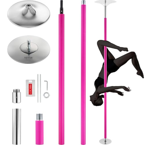 Pink Professional Dancing Pole Kit – Spin & Static Mode, 45mm Stainless Steel, Portable Fitness Pole for Home & Gym