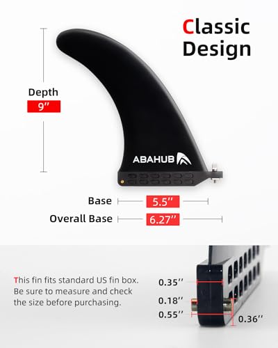 Abahub 9'' Paddleboard Fin with Screw - Black Center Fin for SUP & Surf