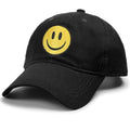 Sonmony Baseball Cap Smile Face Embroidered Dad Hat One Size Black
