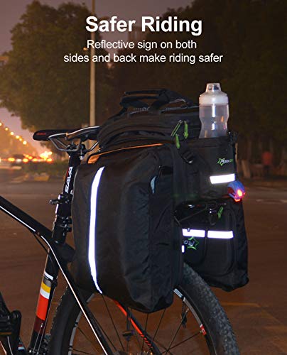 ROCKBROS Waterproof Bike Trunk Bag 17L-45L Rear Rack Storage with Expandable Design, Black/Grey