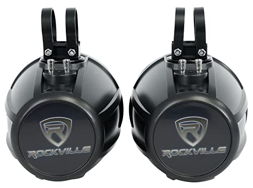 Rockville UT65B 6.5-Inch Marine UTV Rollbar Speakers Pair - Waterproof, 400W Power