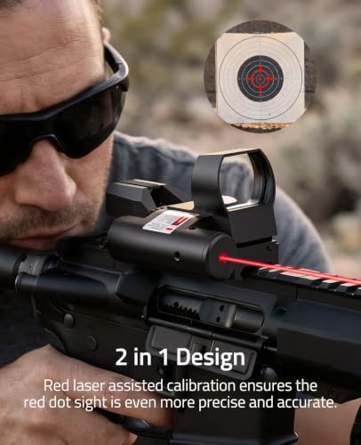 CVLIFE Rechargeable Red Dot Sight with Red/Green Laser & 4 Reticles for Hunting & Targeting