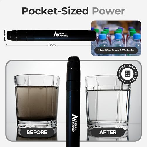 Sierra Madre Pack of 5 Water Filter Straws – 264 Gallons Capacity, Lightweight, Outdoor & Emergency Use