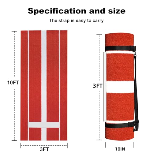 Heavy Duty Softball Pitching Mat 10x3 ft with Clay Variation, Anti-Slip Rubber Backing