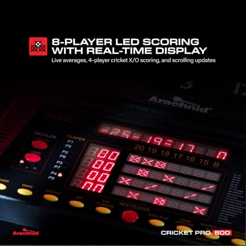 Arachnid Cricket Pro 800 Electronic Dartboard - 15.5" Regulation Size, 40 Games, 179 Variations