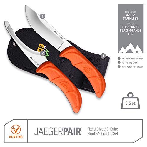 Outdoor Edge JaegerPair 3-Piece Hunting Knife Set for Game Processing with Sheath
