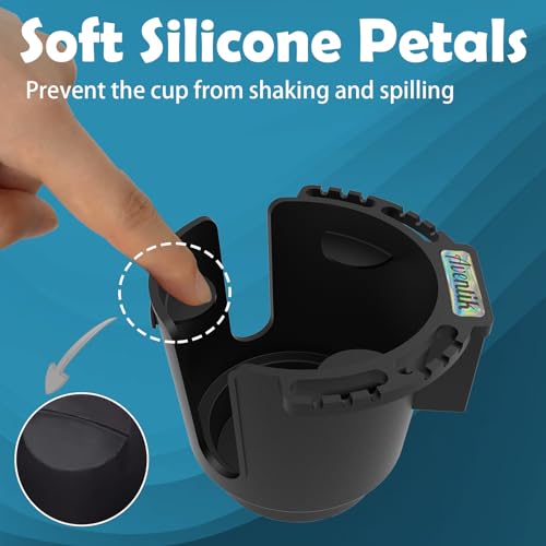 Kayak Cup Holder Track Mount - Large Black Non-Slip Lure Storage