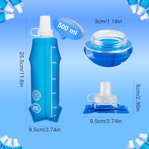 2 Pack Collapsible 500ml Water Bottles BPA-Free Soft Flask for Running Hiking Cycling