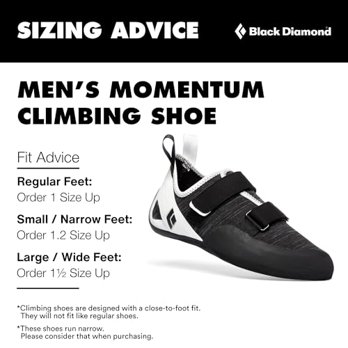 Men's BLACK DIAMOND Momentum Climbing Shoes - White-Black Strap, Size 11.5