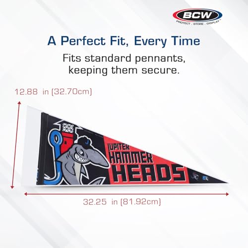 BCW 12x30 Inch Sports Pennant Display Holder Pack of 10 - Clear Rigid Plastic