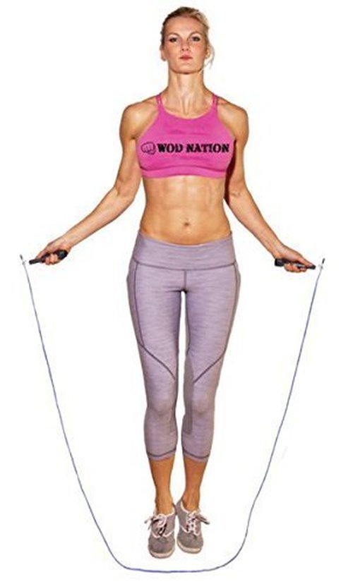 WOD Nation Jump Rope - Black Alloy Steel, Adjustable Length - Speed Jump Rope for Men & Women - Boxing & MMA Home Workout Equipment - Gym Fitness Equipment & Cardio Gear