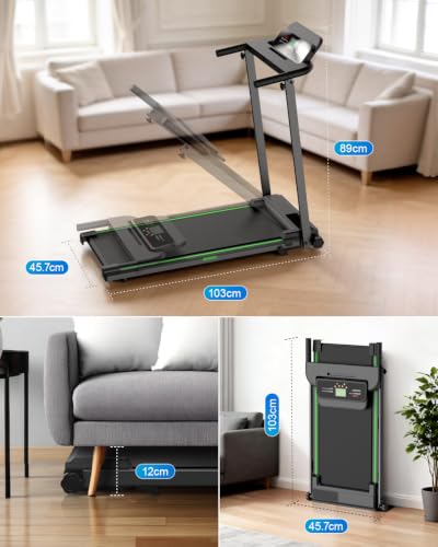 Vyrqenoxi Black Foldable Under-Desk Treadmill with Incline and LCD Display