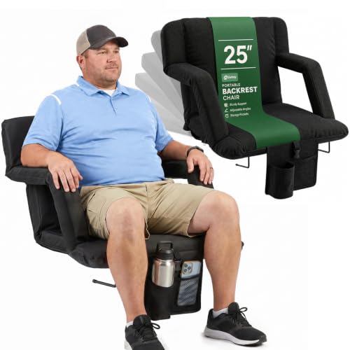 Extra Wide Stadium Seat with Back Support & Cushions - 25 Inch Portable Bleacher Chair