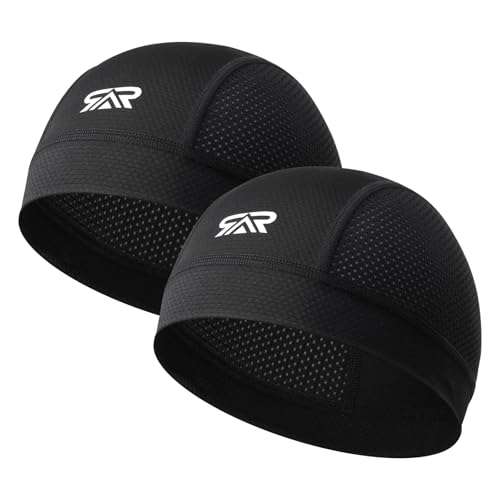 Breathable Skull Cap Mesh Helmet Liner for Men Women - Black+Black