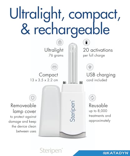 Ultralight UV Water Purifier Pen - 3 oz Portable Water Treatment for Backpacking & Travel