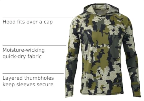 KUIU Gila LS Hoodie Large Verde UPF 50+ Cooling Quick-Dry Hunting Shirt