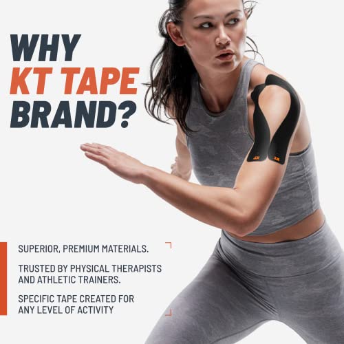 KT Tape Original Cotton Athletic Kinesiology Tape - Black, 150 Precut 10” Strips