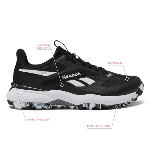 Reebok Nano Golf Spikeless Mens Golf Shoes - Black & White, Size 10