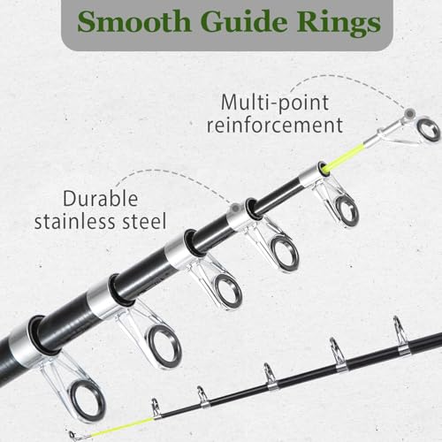 Green 6.9ft Telescopic Fishing Rod and Reel Combo Kit with Net and Lures