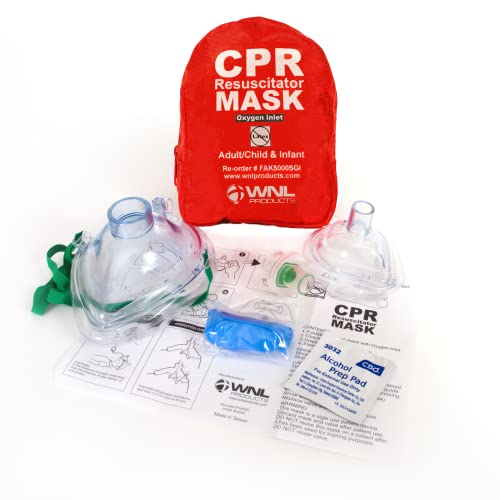 WNL Products 10-Pack CPR Rescue Masks with Soft Case for Adults & Infants