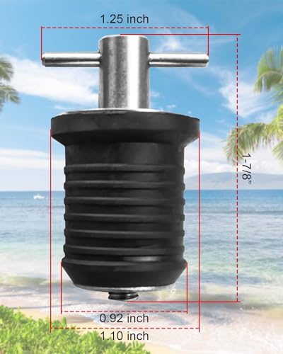 T-Handle Marine Boat Drain Plug Set - 4 Pack for 1 Inch Drains