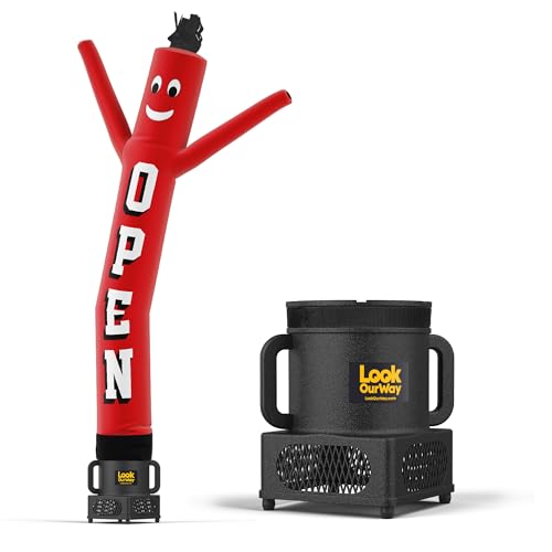 Inflatable Tube Man Set - 7ft Wacky Waving Inflatable Dancing Tube Guy with Weather-Resistant Blower - Open Red Variation