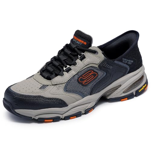 Skechers Mens Vigor 3.0 Slip-On Sneakers - Taupe/Black, Hands-Free